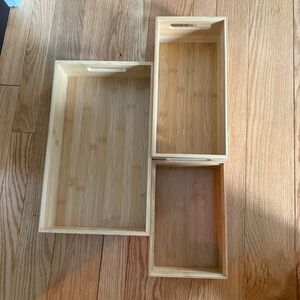 Set of Three Bamboo Storage Bins